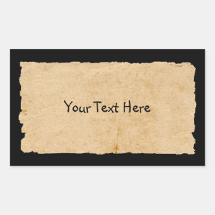 Adesivo Retangular Papel Antigo a Preto