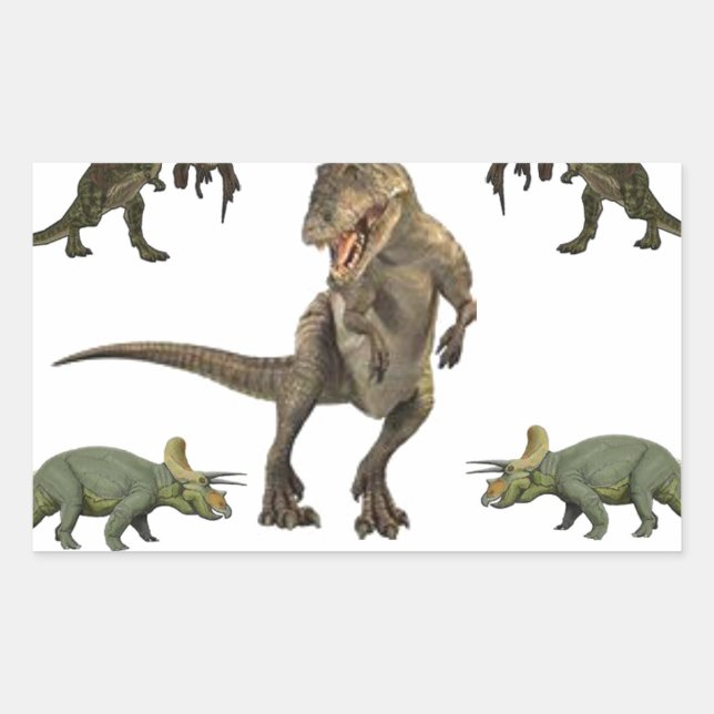 Adesivo Retangular Papel de enrolamento do dinossauro (Frente)