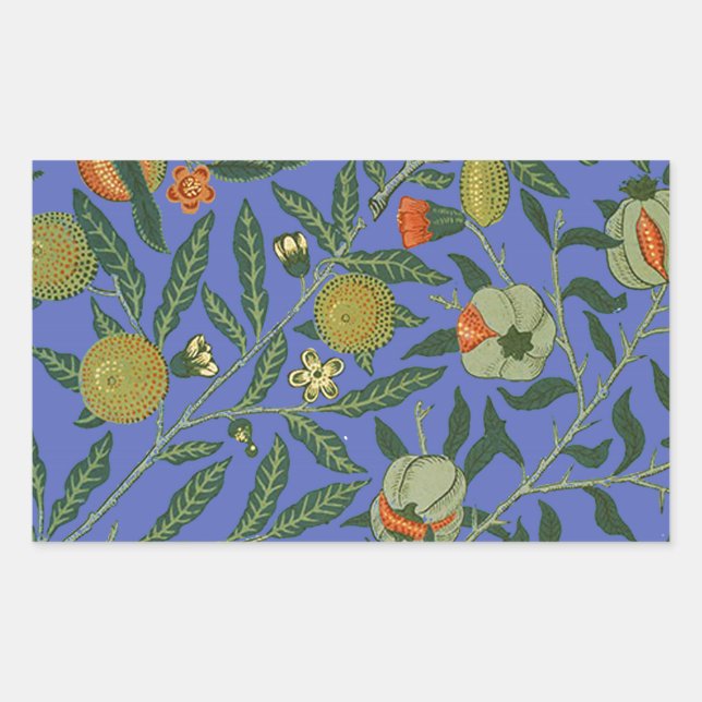 Adesivo Retangular Papel de Parede Colorido Romã Azul William Morris (Frente)