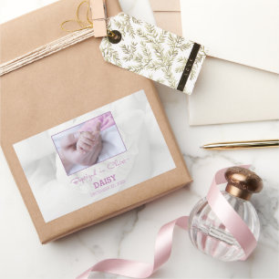 Adesivo Retangular Parabéns de batismo para bebês personalizados