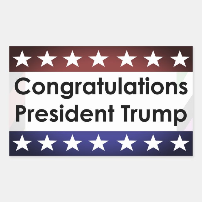 Adesivo Retangular Parabéns Presidente Trump (Frente)