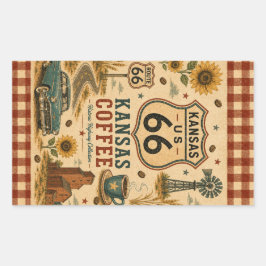 Adesivo Retangular Paragem de Café Kansas Rota 66 Charme