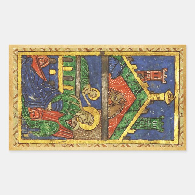 ADESIVO RETANGULAR PARCHES DE NATAL DE NATIVIDADE ANTIQUANTO (Frente)