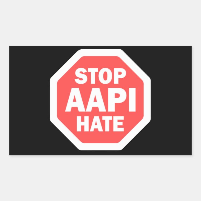 Adesivo Retangular Pare com o Ódio AAPI Retangular (Frente)