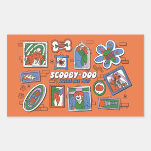 Adesivo Retangular Parede de Quadros de Halloween do Scooby-Doo