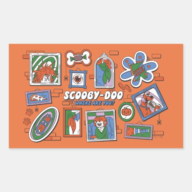 Adesivo Retangular Parede de Quadros de Halloween do Scooby-Doo (Frente)
