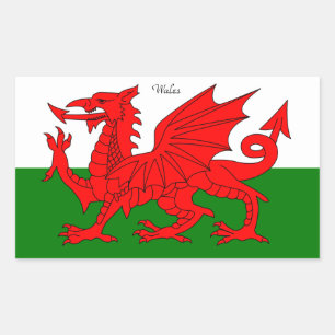 Adesivo Retangular PAREDES: Flag of Wales com o texto "Wales"