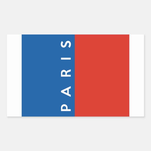 Adesivo Retangular paris cidade bandeira frança país nome do texto (Frente)