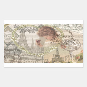 Adesivo Retangular Paris France Bonito Girl Eiffel