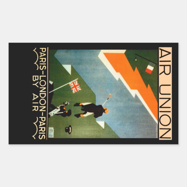 Adesivo Retangular Paris - Londres - Paris por Air (Frente)