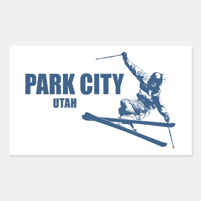 Adesivo Retangular Park City Utah Skier (Frente)