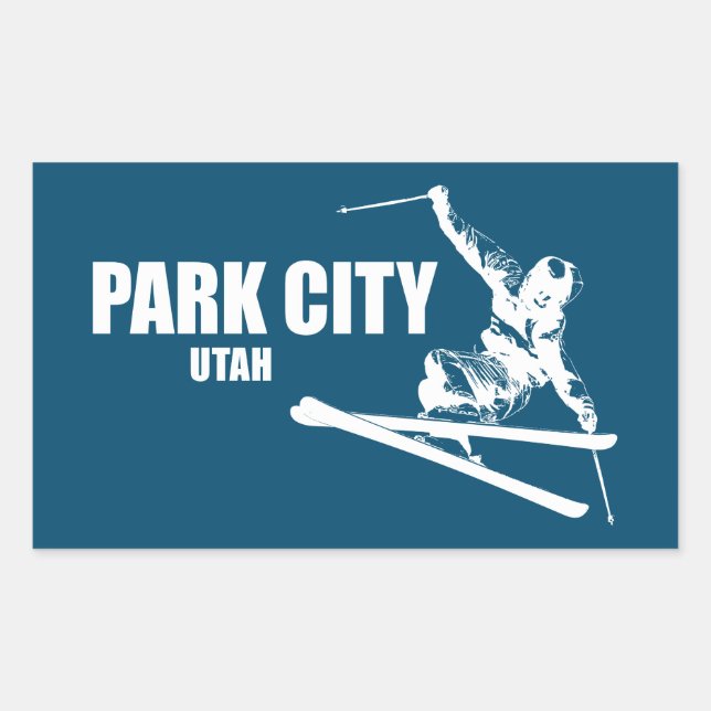 Adesivo Retangular Park City Utah Skier (Frente)