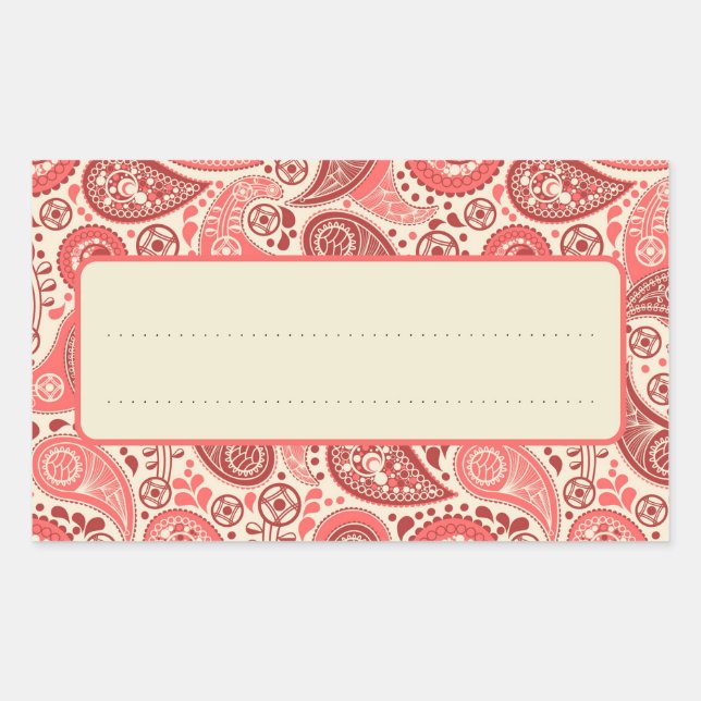 Adesivo Retangular Parte da Coleção Love Letters Paisley Rose (Frente)