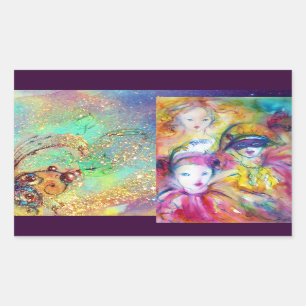 ADESIVO RETANGULAR PARTIDO ARLECCHINO PIERO E COLOMBINA MASCARADA