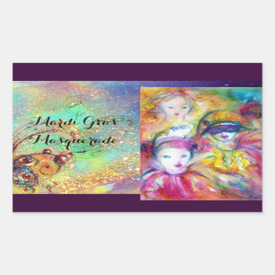 ADESIVO RETANGULAR PARTIDO ARLECCHINO PIERO E COLOMBINA MASCARADA