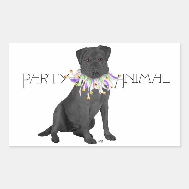 Adesivo Retangular Partido do Retriever Labrador Negro (Frente)