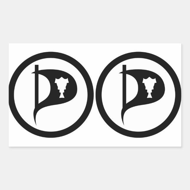 Adesivo Retangular Partido Islandês de Quatro Piratas Duplos (Frente)