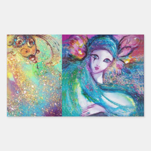 Adesivo Retangular Partido Venetian do mascarada da SENHORA AZUL