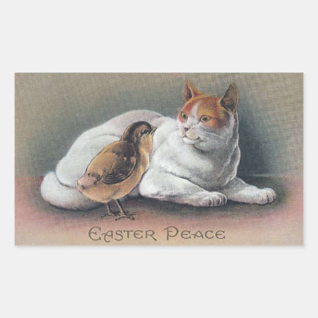 Adesivo Retangular Páscoa Gato e Pintinho (Frente)