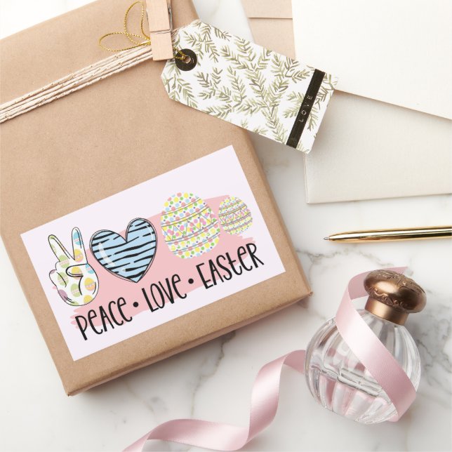 Adesivo Retangular Páscoa Peace Love (Presentear)