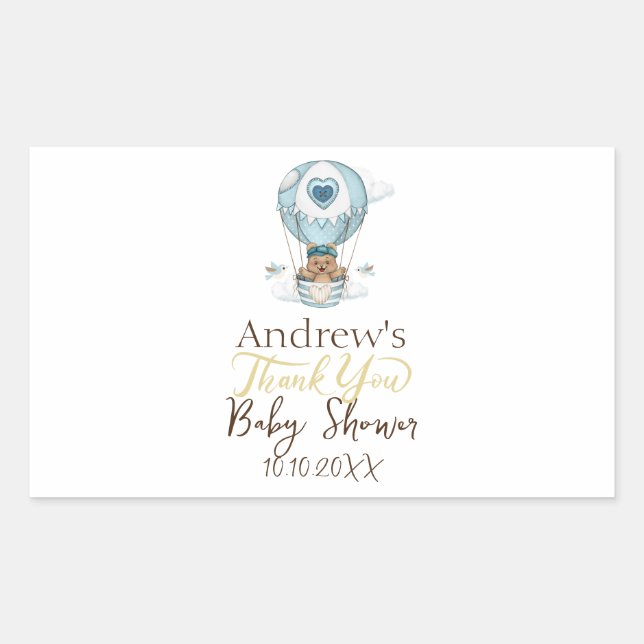Adesivo Retangular Pássaro da Nuvem do Urso de Teddy com Balão de Ar  (Frente)