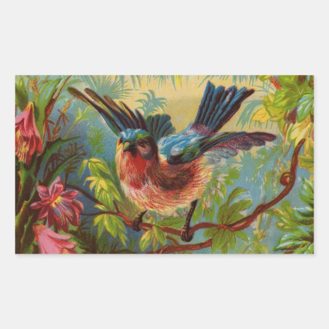 Adesivo Retangular Pássaros-azuis de Verão (Frente)