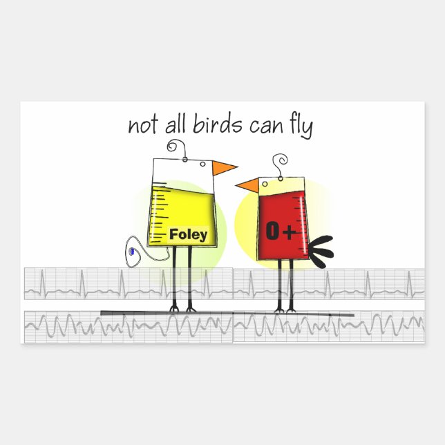 Adesivo Retangular Pássaros de Enfermeira Médica (Frente)