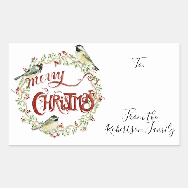 Adesivo Retangular Pássaros de frango com aquarela Feliz Fúria de Nat (Frente)