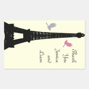 Adesivo Retangular Pássaros do Amor Obrigado Sticker (de branco)