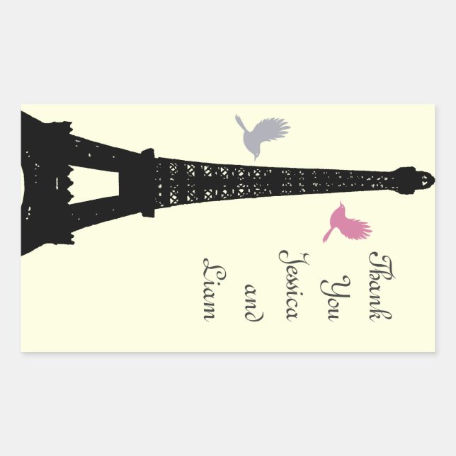 Adesivo Retangular Pássaros do Amor Obrigado Sticker (de branco) (Frente)