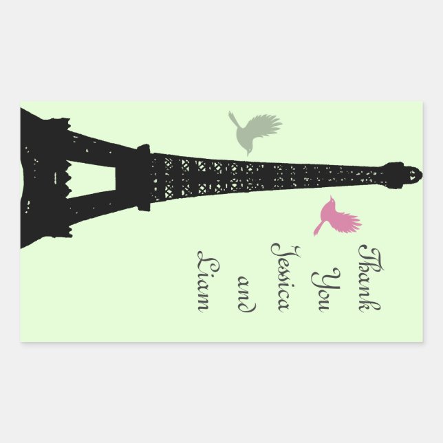 Adesivo Retangular Pássaros do Amor Obrigado Sticker (verde) (Frente)