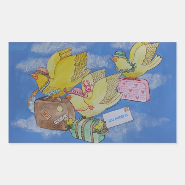 Adesivo Retangular Pássaros no lançamento de novo endereço (Frente)