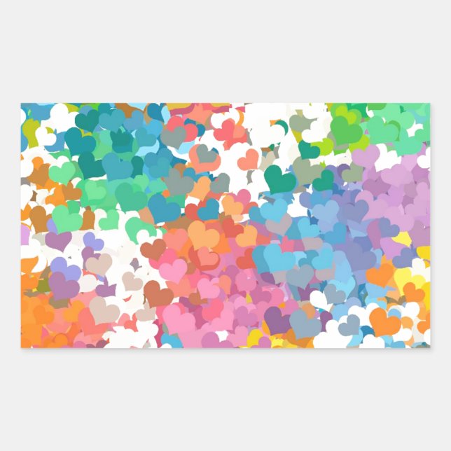 Adesivo Retangular Pastel Confetti Hearts (Frente)
