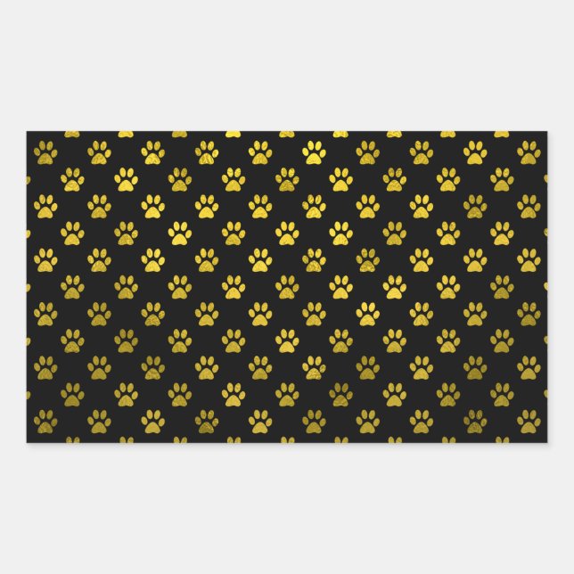 Adesivo Retangular Pata-Cão Imprimir Falso Metálico Preto Dourado Fun (Frente)
