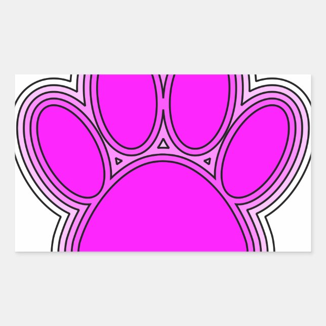 Adesivo Retangular Pata De Cachorro A Rosa Com Descrições (Frente)