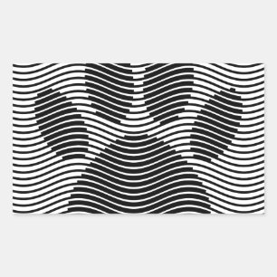 Adesivo Retangular Pata De Cães Impressa Em Ondas Pretas E Brancas