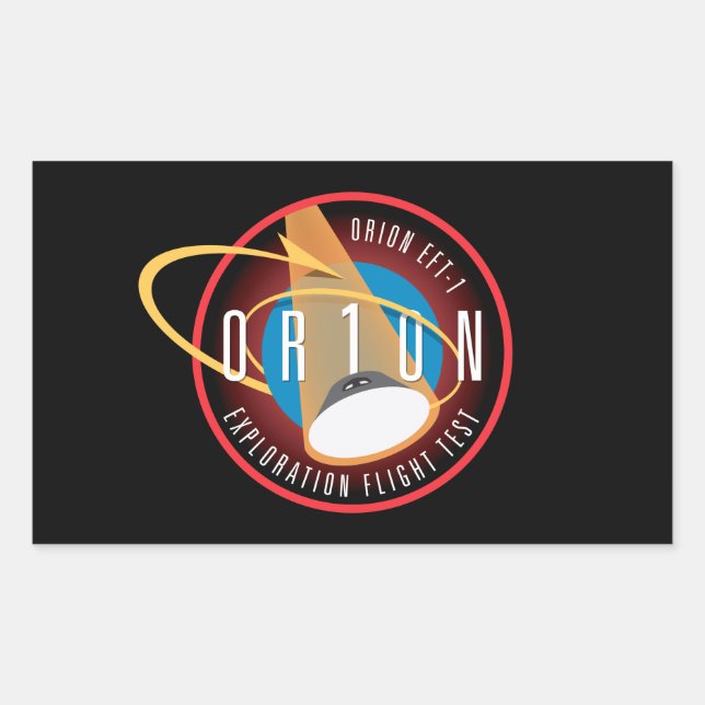 Adesivo Retangular Patch da Missão Oficial de Voo da NASA sobre o voo (Frente)