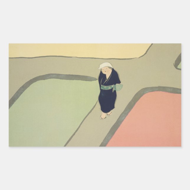 Adesivo Retangular Path through fields Kamisaka Sekka japan painting  (Frente)