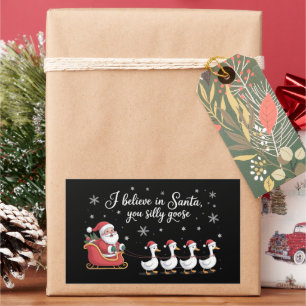 Adesivo Retangular Pato Donald de Natal Eu Acredito no Papai Noel Eng