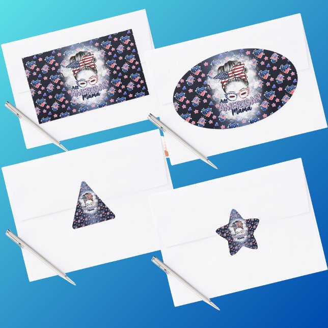 Adesivo Retangular Patriótica All American Mama Messy Bun (Criador carregado)