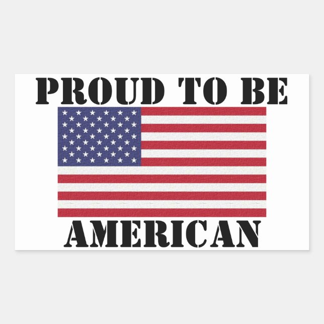 Adesivo Retangular Patriótico e poderoso Orgulhoso de ser Americano (Frente)