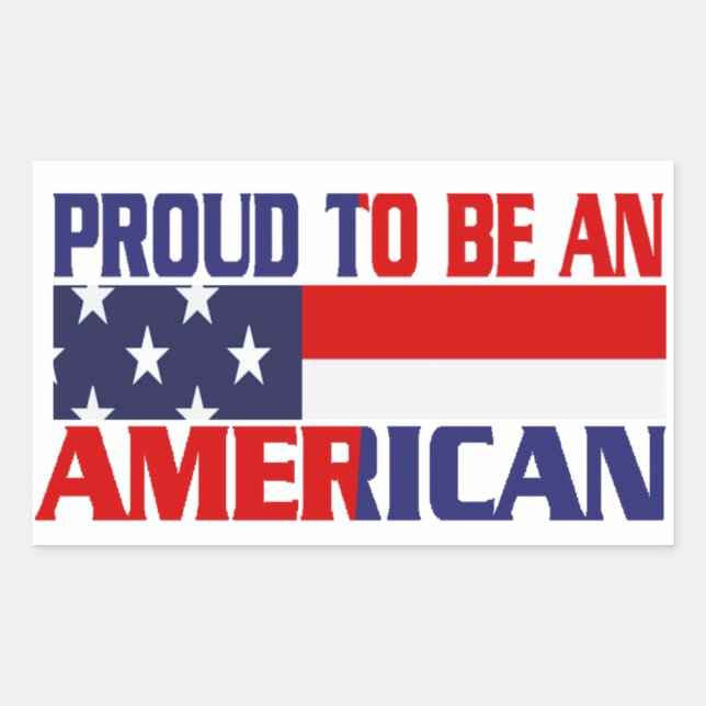 Adesivo Retangular Patriótico Orgulhoso de Ser Americano (Frente)