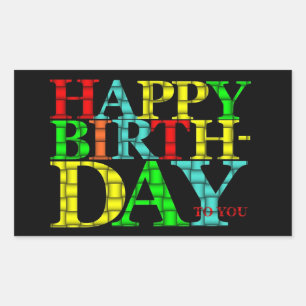 Adesivo Retangular Pau de aniversário feliz