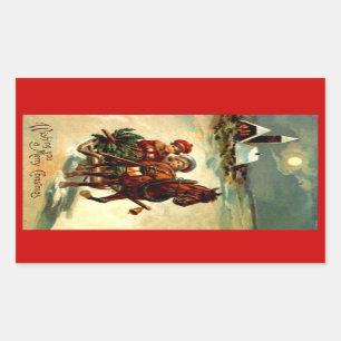 Adesivo Retangular Pau Natal Antiquado Gr Um Cavalo Aberto Suspenso