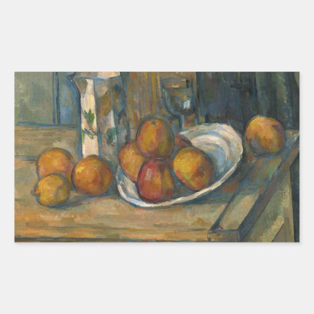 Adesivo Retangular Paul Cezanne - A Vida Estática com Jug de Leite e  (Frente)