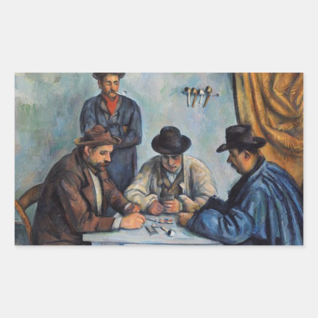 Adesivo Retangular Paul Cezanne - Os Jogadores De Cartão (Frente)