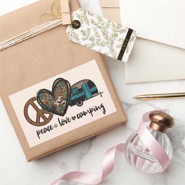 Adesivo Retangular Paz, Amor, Campanha (Presentear)