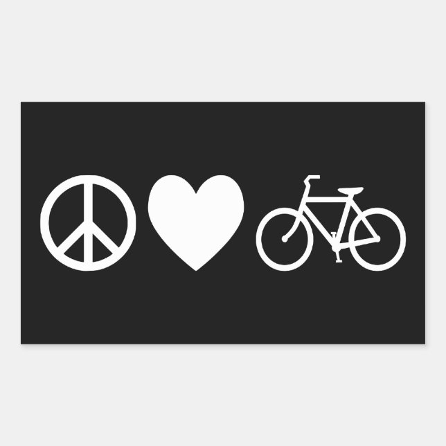 Adesivo Retangular Paz Amor e Bicicletas (Frente)