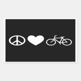 Adesivo Retangular Paz Amor e Bicicletas