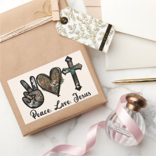 Adesivo Retangular Paz - Amor - Jesus